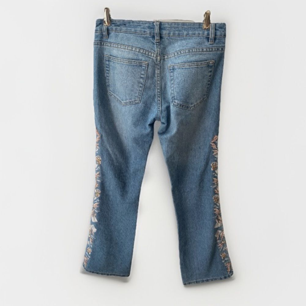 Vintage Y2K Low Rise Flare Jeans Embellished Beaded Embroidered Fairy Boho 27 - Picture 5 of 16